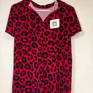 ANNE KLEIN - Stylish Red Leopard Print Blouse